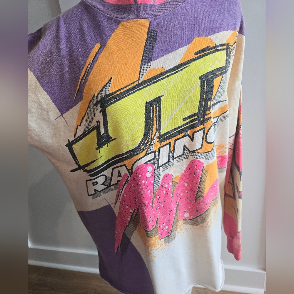 Vintage 80s/90s JT Racing Long Sleeve Mock Neck T Shirt, Size Large - Picture 2 of 10